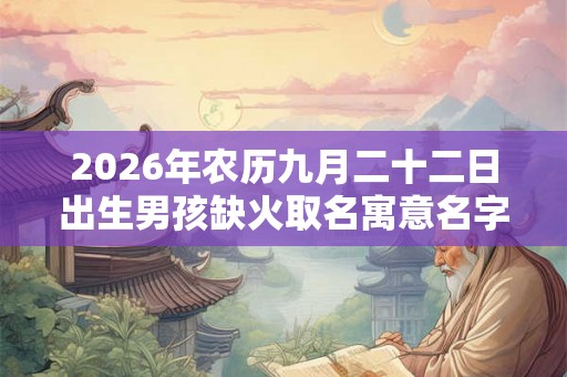 2026年农历九月二十二日出生男孩缺火取名寓意名字