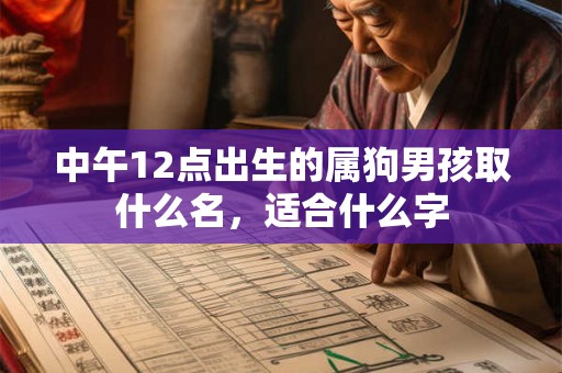 中午12点出生的属狗男孩取什么名，适合什么字