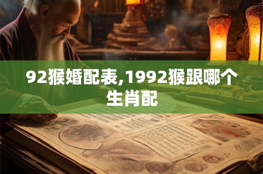 92猴婚配表,1992猴跟哪个生肖配