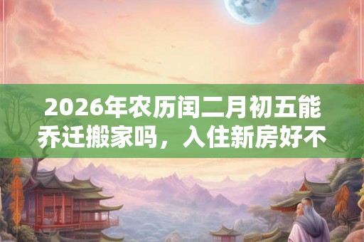 2026年农历闰二月初五能乔迁搬家吗，入住新房好不好？