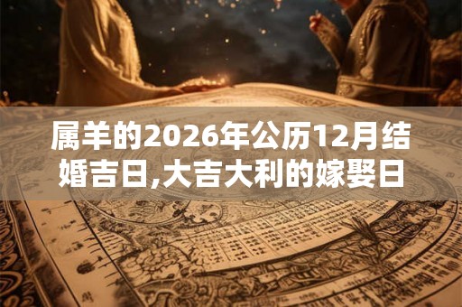 属羊的2026年公历12月结婚吉日,大吉大利的嫁娶日子