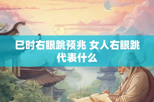 巳时右眼跳预兆 女人右眼跳代表什么