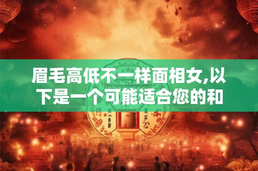 眉毛高低不一样面相女,以下是一个可能适合您的和 眉毛高低不一样面相女,以下是一个可能适合您的和
