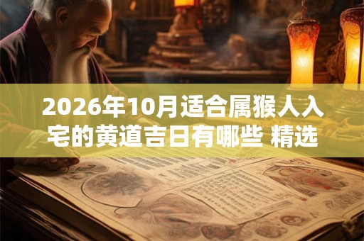 2026年10月适合属猴人入宅的黄道吉日有哪些 精选6天上等入宅吉日 2026年10月适合属猴人入宅的黄道吉日有哪些 精选6天上等入宅吉日