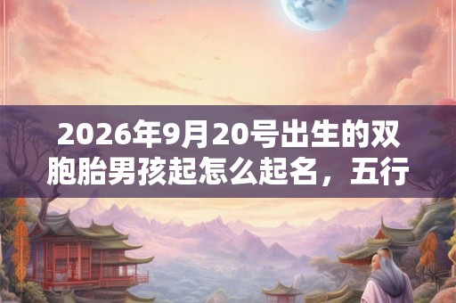 2026年9月20号出生的双胞胎男孩起怎么起名，五行属什么