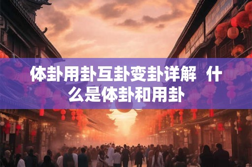体卦用卦互卦变卦详解  什么是体卦和用卦