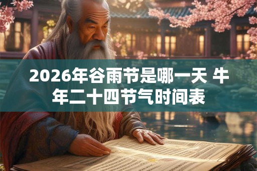 2026年谷雨节是哪一天 牛年二十四节气时间表