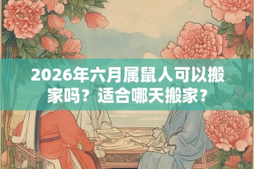 2026年六月属鼠人可以搬家吗？适合哪天搬家？