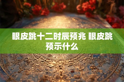眼皮跳十二时辰预兆 眼皮跳预示什么 眼皮跳十二时辰预兆 眼皮跳预示什么
