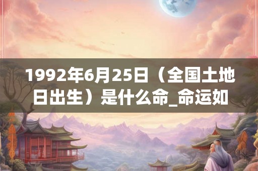 1992年6月25日(全国土地日出生)是什么命_命运如何 1992年6月25日(全国土地日出生)是什么命_命运如何