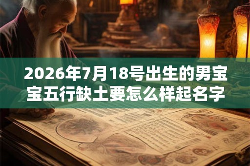 2026年7月18号出生的男宝宝五行缺土要怎么样起名字