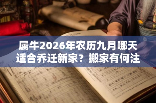 属牛2026年农历九月哪天适合乔迁新家？搬家有何注意事项？