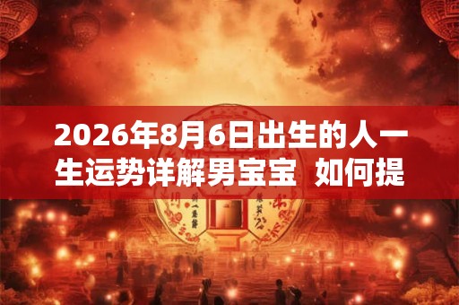 2026年8月6日出生的人一生运势详解男宝宝  如何提高财运