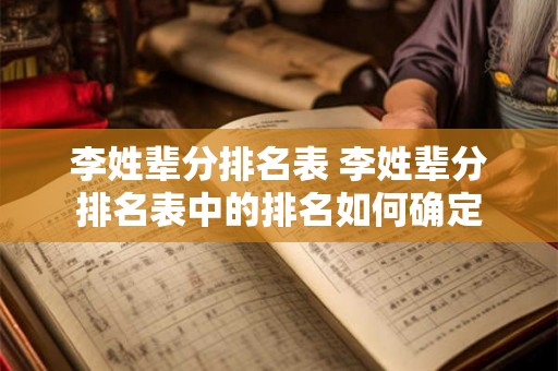 李姓辈分排名表 李姓辈分排名表中的排名如何确定