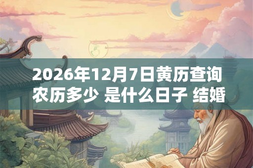 2026年12月7日黄历查询 农历多少 是什么日子 结婚吉时