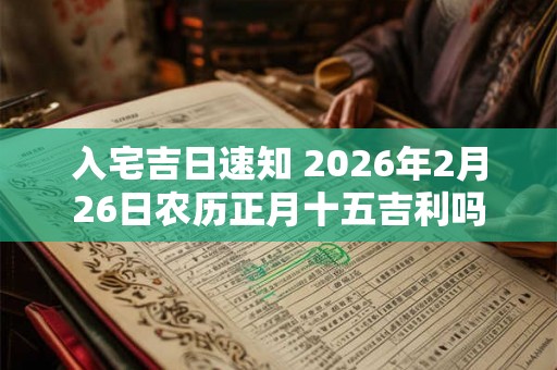 入宅吉日速知 2026年2月26日农历正月十五吉利吗 入宅吉日速知 2026年2月26日农历正月十五吉利吗