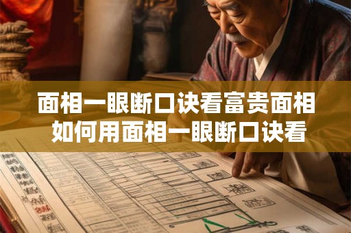 面相一眼断口诀看富贵面相 如何用面相一眼断口诀看出富贵面相