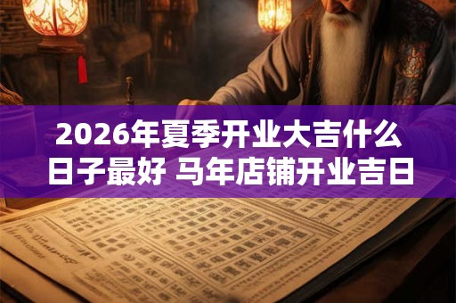 2026年夏季开业大吉什么日子最好 马年店铺开业吉日吉时免费