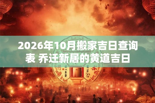 2026年10月搬家吉日查询表 乔迁新居的黄道吉日