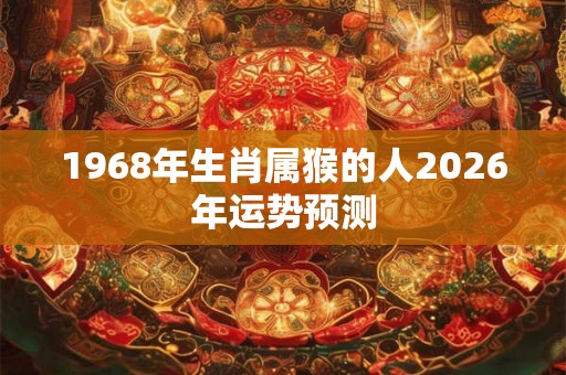 1968年生肖属猴的人2026年运势预测 1968年生肖属猴的人2026年运势预测