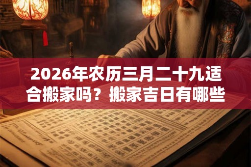 2026年农历三月二十九适合搬家吗?搬家吉日有哪些? 2026年农历三月二十九适合搬家吗?搬家吉日有哪些?