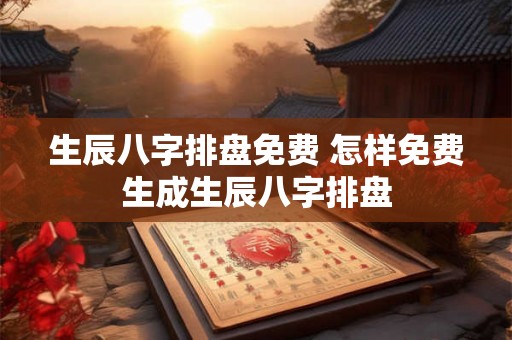 生辰八字排盘免费 怎样免费生成生辰八字排盘