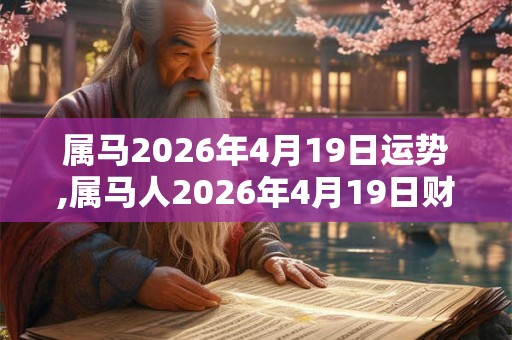 属马2026年4月19日运势,属马人2026年4月19日财运,生肖马2026年4月19日运势