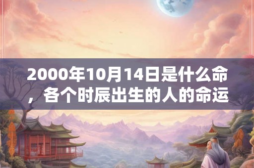 2000年10月14日是什么命，各个时辰出生的人的命运