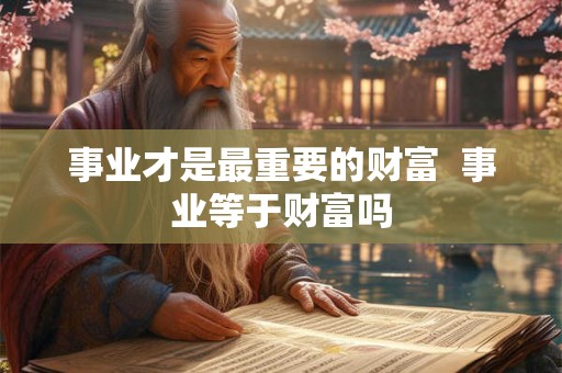 事业才是最重要的财富 事业等于财富吗 事业才是最重要的财富 事业等于财富吗