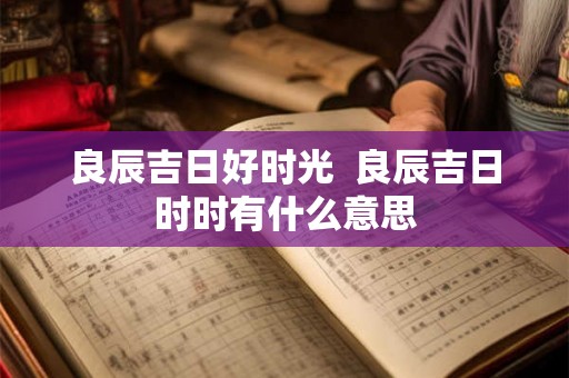 良辰吉日好时光  良辰吉日时时有什么意思