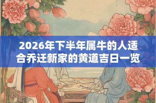 2026年下半年属牛的人适合乔迁新家的黄道吉日一览！