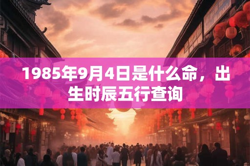 1985年9月4日是什么命，出生时辰五行查询