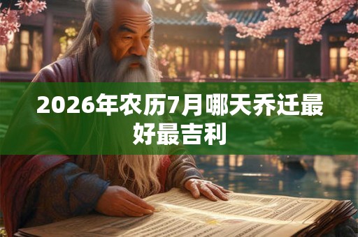 2026年农历7月哪天乔迁最好最吉利 2026年农历7月哪天乔迁最好最吉利