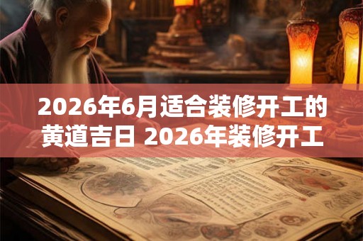 2026年6月适合装修开工的黄道吉日 2026年装修开工黄道吉日