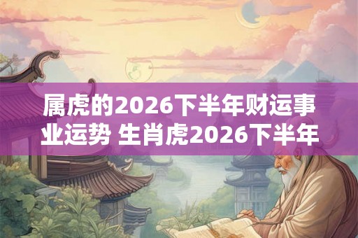 属虎的2026下半年财运事业运势 生肖虎2026下半年工作运势详解