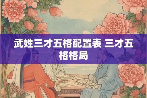 武姓三才五格配置表 三才五格格局