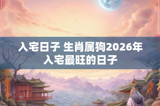入宅日子 生肖属狗2026年入宅最旺的日子