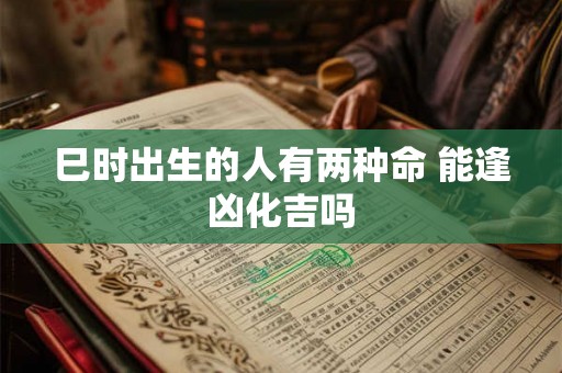 巳时出生的人有两种命 能逢凶化吉吗