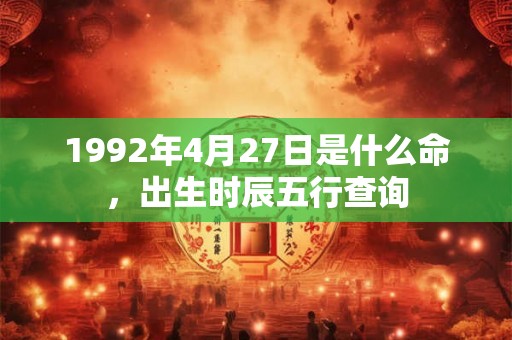 1992年4月27日是什么命，出生时辰五行查询
