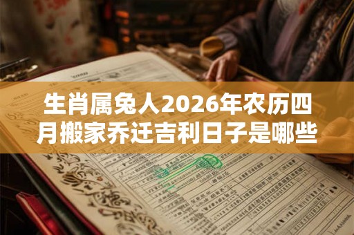 生肖属兔人2026年农历四月搬家乔迁吉利日子是哪些？
