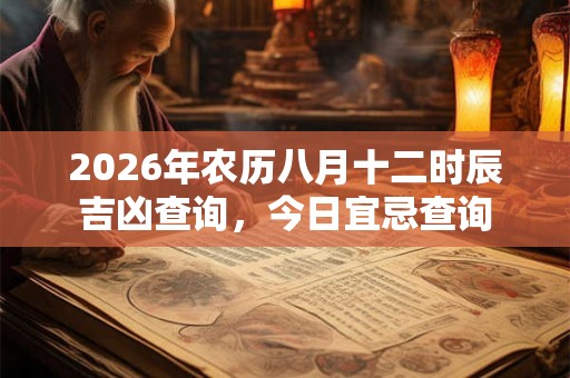 2026年农历八月十二时辰吉凶查询，今日宜忌查询
