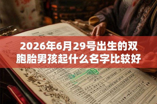 2026年6月29号出生的双胞胎男孩起什么名字比较好，五行属什么