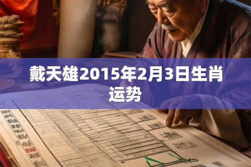 戴天雄2015年2月3日生肖运势