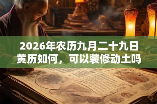 2026年农历九月二十九日黄历如何，可以装修动土吗？