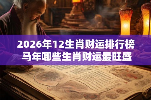 2026年12生肖财运排行榜 马年哪些生肖财运最旺盛 2026年12生肖财运排行榜 马年哪些生肖财运最旺盛