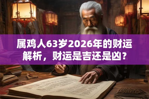 属鸡人63岁2026年的财运解析，财运是吉还是凶？