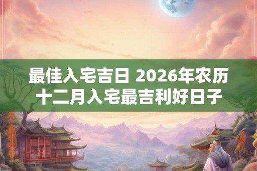 最佳入宅吉日 2026年农历十二月入宅最吉利好日子 最佳入宅吉日 2026年农历十二月入宅最吉利好日子