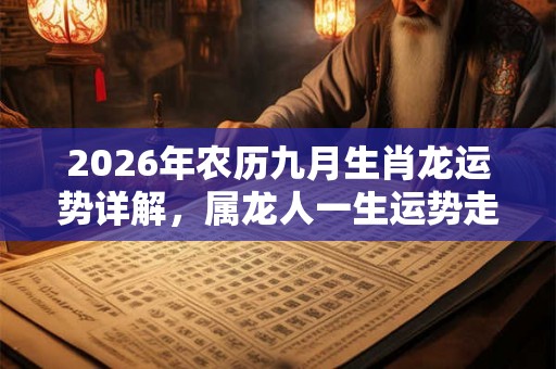 2026年农历九月生肖龙运势详解,属龙人一生运势走向 2026年农历九月生肖龙运势详解,属龙人一生运势走向