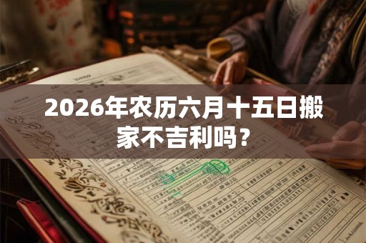2026年农历六月十五日搬家不吉利吗？
