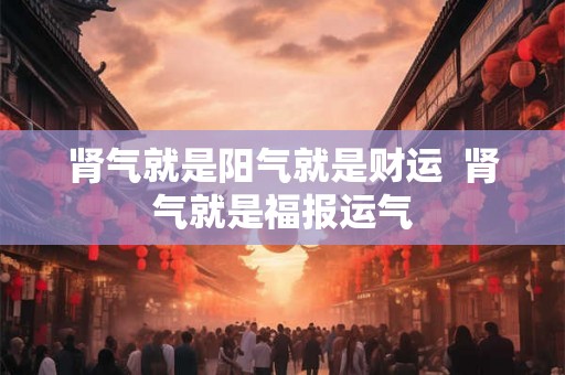 肾气就是阳气就是财运 肾气就是福报运气 肾气就是阳气就是财运 肾气就是福报运气